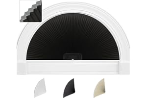 SEEYE Arch Window Blackout Shades, Pleated Fabric Blind (Radius: 24'') Half Circle Cellular Cordless Semicircular Blinds with No Tools, Half-Round Shade Easy to Cut and Install, Black
