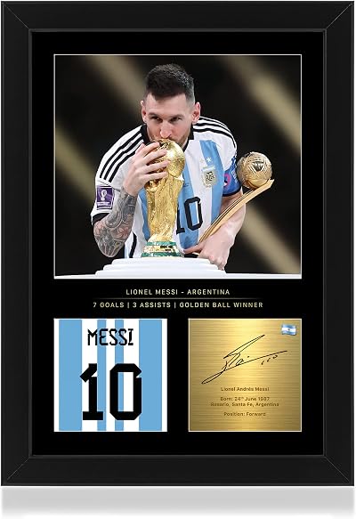 Win FC Lionel Messi World Cup 2022 A4 Framed Photo Display with Signature