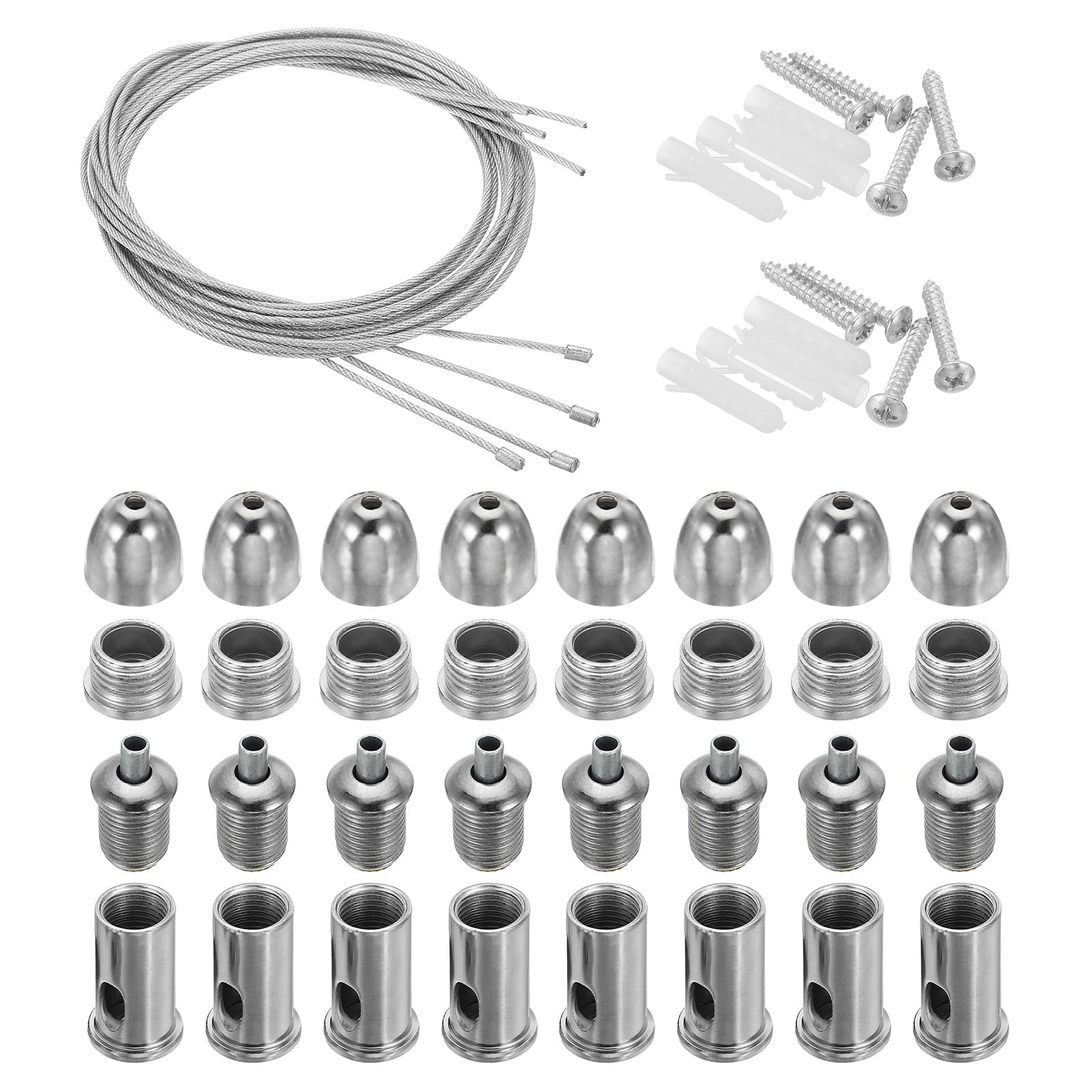 PATIKIL Ceiling Hanging Wire Cable Kit, 1m/3.3ft 8 Set Adjustable Light Suspend Cable Kit Panel Hanging Rope Clamp for Pendant Light Fitting Aquarium Lights, Style 3