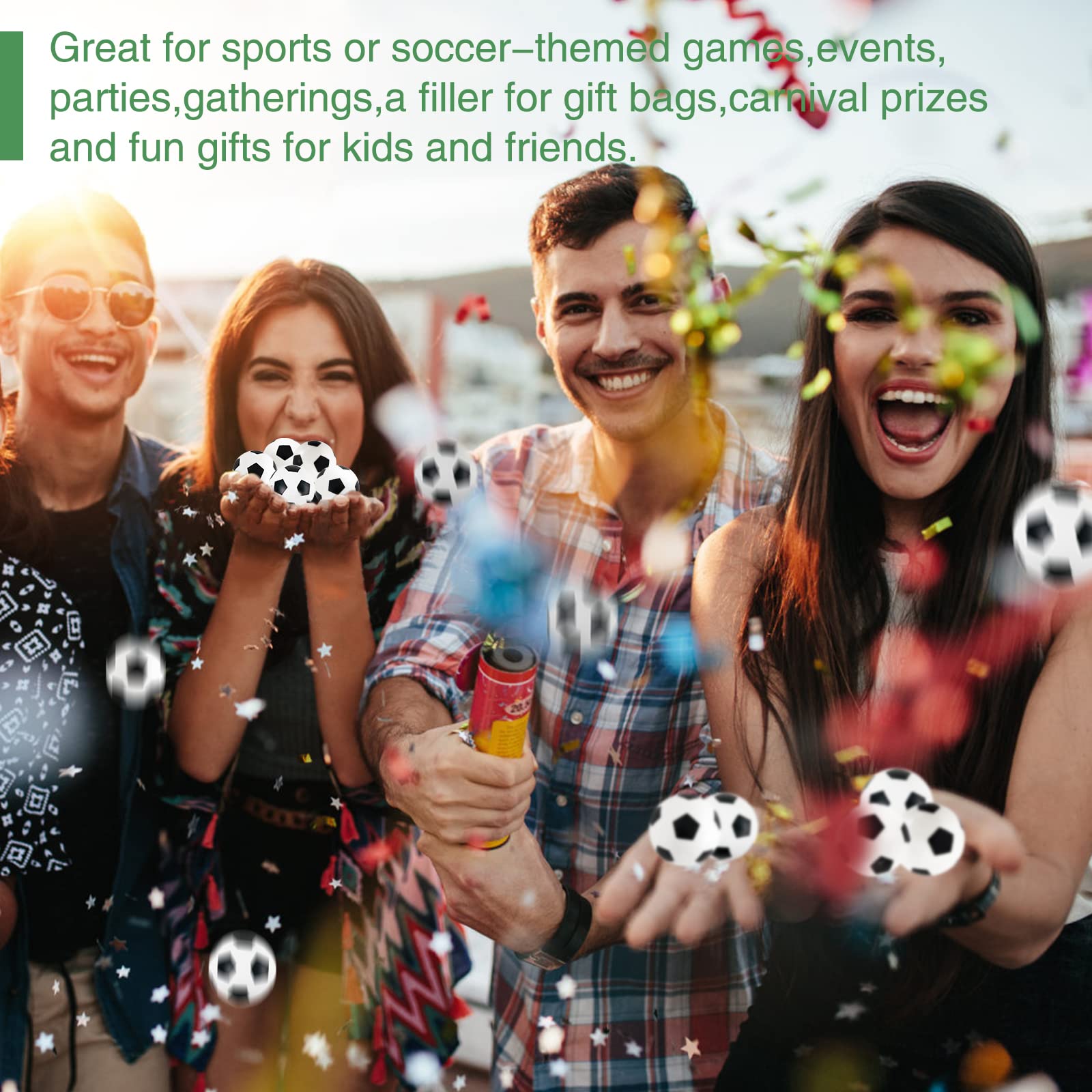 30pcs Bouncy Balls,Soccer Bouncing Balls,High Bouncing Rubber Soccer Ball for Stress Relief,Multi-Item Party Favor Packs,Ball Games,Classroom Prizes,Stocking Stuffers(27mm)