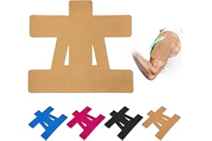 GTAGKOMMEN 12 Count Kinesiology Tape for Shoulder,Shoulder Tape for Pain Relief,Pre-Cut for Easy use. Stretchy Cotton Material ensures Comfortable wear with Hypoallergenic Adhesive Lasting 4-7 Days(Beige)