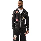 True Religion Patch Big-T Zip Hoodie - Jet Black | Full Zip Sweatshirt