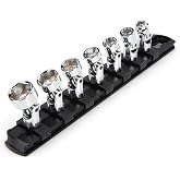 TEKTON 1/4 Inch Drive Universal Joint Socket Set, 7-Piece | SHD90109 | (1/4 - 9/16 in.), Shallow, 6-Point, Socket Rail