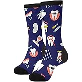 Aoojanu Dental Teeth Hygiene Tools Unisex Novelty Crew Socks Casual Funny Crazy Dress Socks