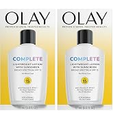 Olay Face Moisturizer, Complete with Sunscreen SPF 15, Daily Facial Lotion for Normal Skin, Lightweight Hydrating Broad Spectrum Sun Protection - Vitamin C, E, and Niacinamide - 6 Oz 2 Pack