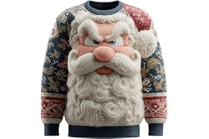 Ugly Christmas Sweater Men Funny Santa Claus Xmas Sweatshirts 3D Graphic Holiday Party Knitted Jumper Pullover