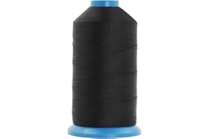 Mandala Crafts Tex 135 Bonded Nylon Thread for Sewing - 1250 YDs T135 Heavy Duty Black Nylon Thread Size 138 420 D Upholstery Thread for Leather Jeans Weaving