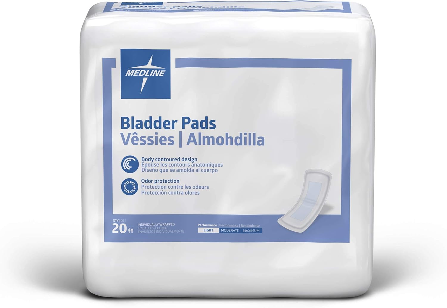 Medline - MSC327100 Bladder Control Incontinence Pads, Maximum Absorbency, 3.25" x 13", 14 Count (Pack of 9): Industrial & Scientific