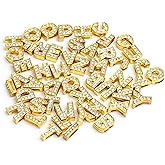 Azure Zone, A-Z Crystal Full Rhinestones Alphabet Letters Charms 8mm Golden Color Slide Letter for DIY Wristbands Bracelets Jewelry Making
