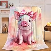 Pig Blanket Cute Pink Pig Fleece Throw Blanket Toddler Fuzzy Plush Super Soft Cozy Warm Nursery Pig Decor Stuffed Animal Blanket Gifts for Boys Girls Kids Adult Men Women 40"x50"