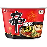 Nongshim Shin Ramyun Big Bowl, Spicy Instant Noodles, Microwaveable, 4.02 Ounce (Pack of 6)