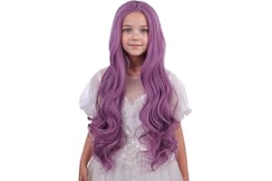 WAVELNM Lavender Wig for Kids Girls Middle Part Purple Wig Long Wavy Curly Child Wigs Daily Halloween Cosplay Wigs