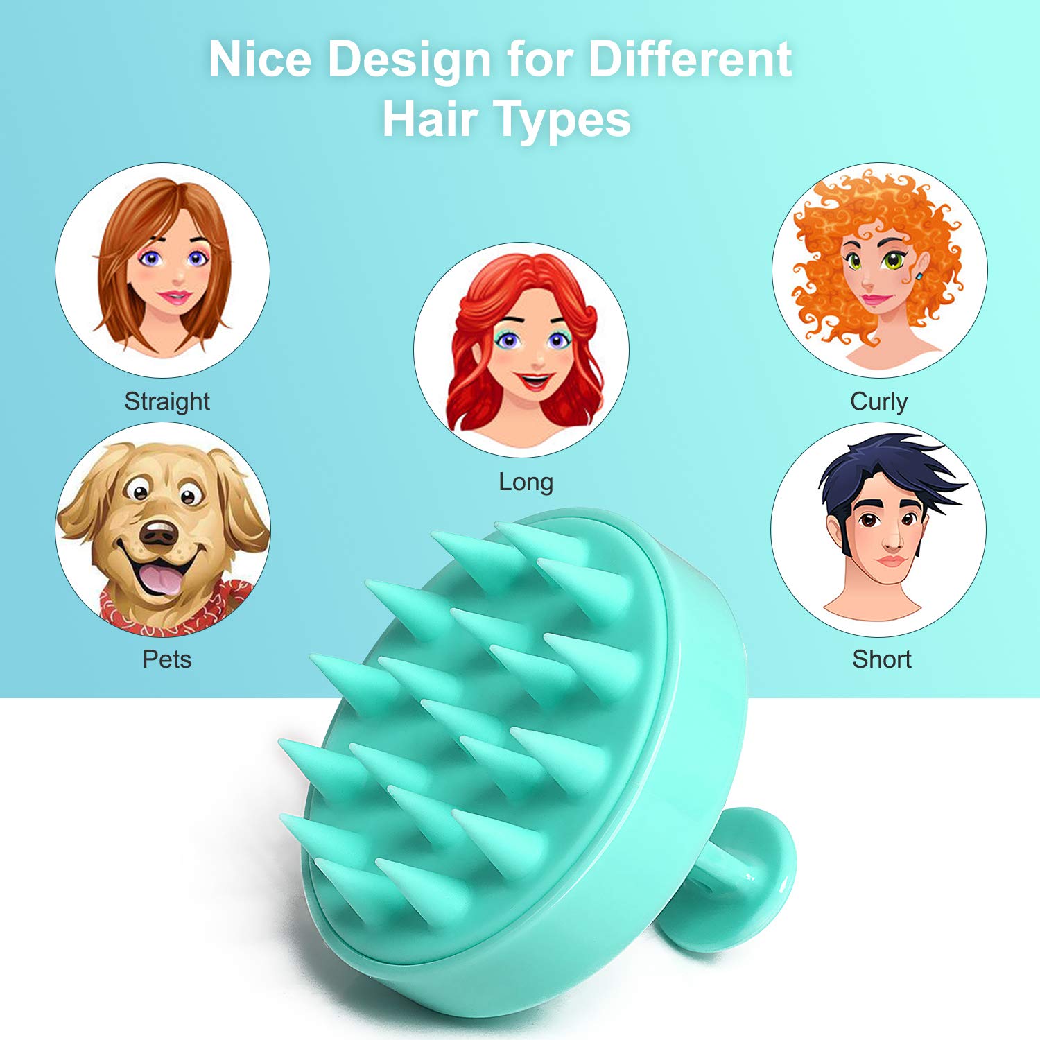 2-Pack Hair Scalp Massager Shampoo Brush, Heeta Wet and Dry Hair Scalp Brush with Soft Silicone (Rose Pink & Green) : Beauty