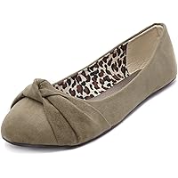 Charles Albert Ballet Flats for Women, Knotted Front Canvas Round Toe Dress Shoe