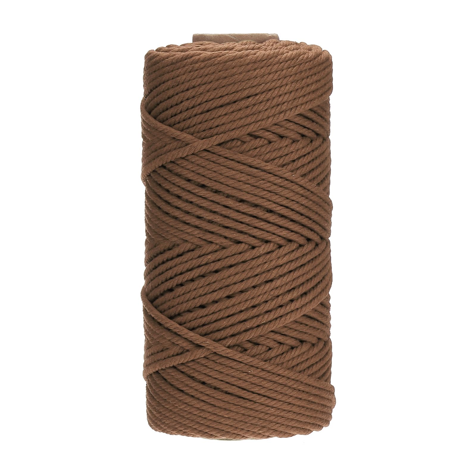 PATIKIL 3mm x 109 Yard Macrame Cord, Soft Cotton Colored Macrame Yarn String 4 Strand Twisted for Wall Hanging Plant Hanger Dreamcatcher DIY Knitting Supplies, Brown