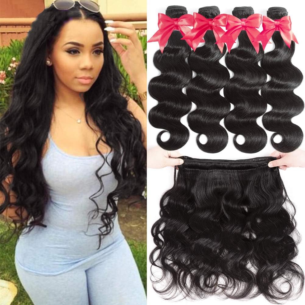 Flady 10A Brazilian Virgin Hair Body Wave 4 Bundles 100% Unprocessed Virgn Human Hair Weave Brazilian Body Wave Bundles…