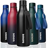 BJPKPK Insulated Water Bottles, 25 oz Stainless Steel Metal Water Bottle with Strap, BPA Free Leak Proof Jugs, Mugs, Flasks, Reusable Thermal Flasks for Sports & Travel, Black