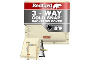 Redford Supply Co. Cold Snap (5°F) Backflow Preventer Insulation Cover, 3-Way Custom, 30"W x 30"H, Pipe Insulation, Water Sprinkler Covers for Outside, Sprinkler Backflow Cover for Winter (Beige)