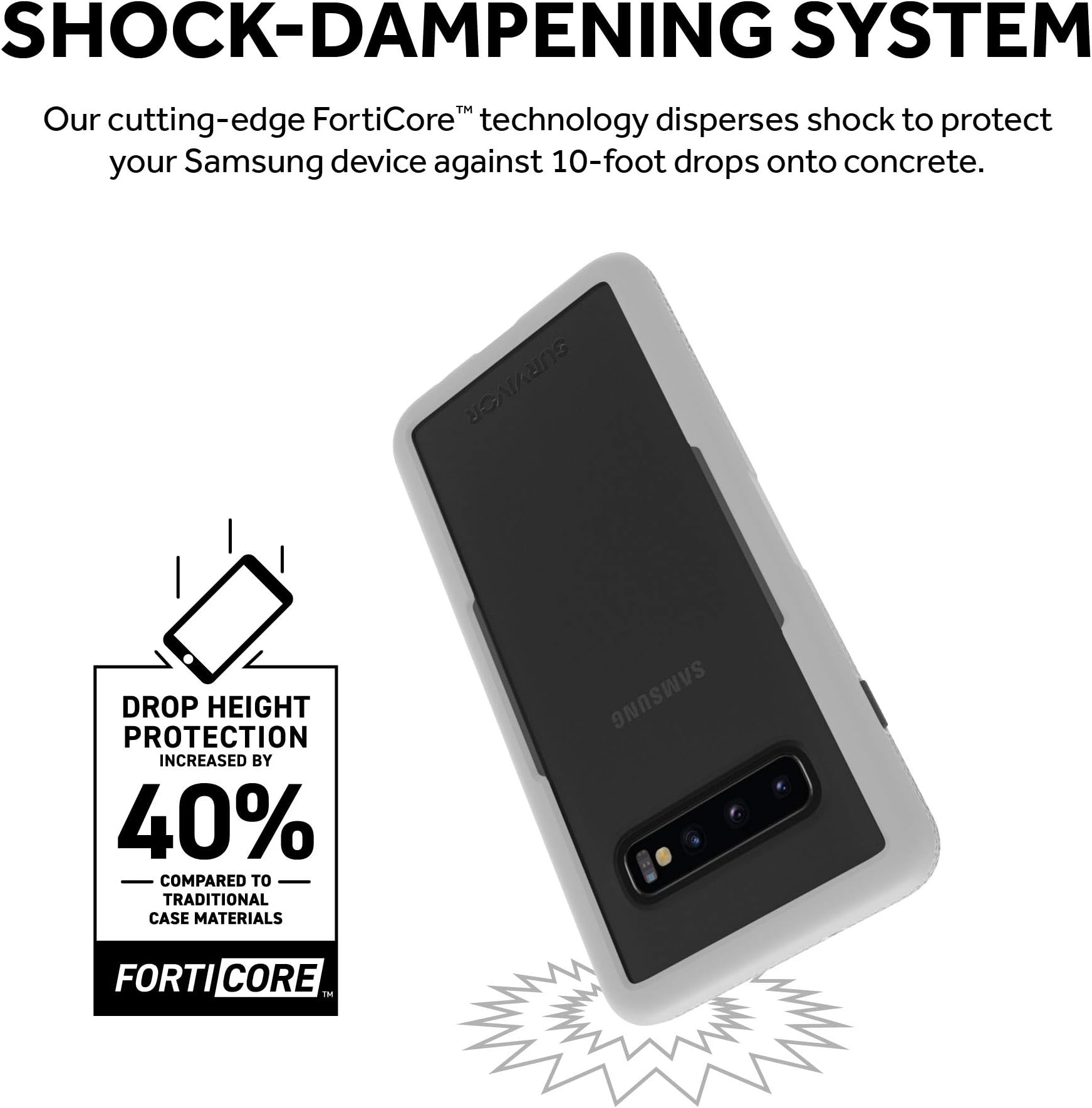 Griffin Technology Survivor Endurance Case Compatible with Galaxy S10 (Light Gray/Gray)