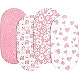Gllquen Baby Bassinet Sheets 4 Pack, Breathable Cozy Fitted Mattress Sheet, Elastic Travel Crib Fashionable Floral Pattern, S