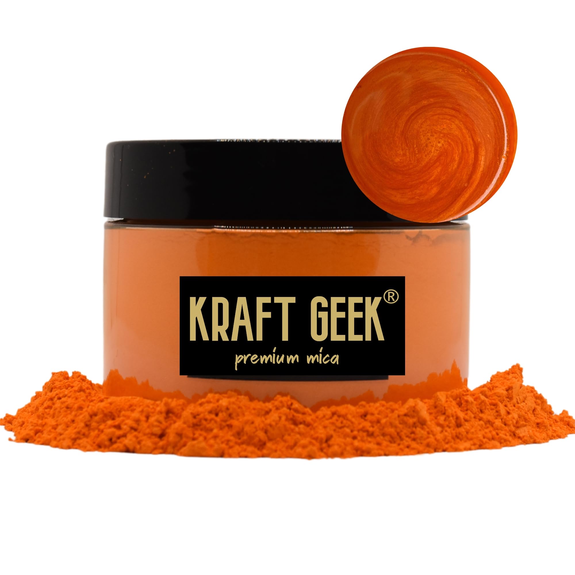 Orange Premium Mica Powder 50g. Powder Dye for Epoxy Resin Pigment Natural Soap Colouring, Candle, Slime, Bath Bombs, Makeup, Nail, Fabric, Fabric dye, Wax Melts etc. (Orange)