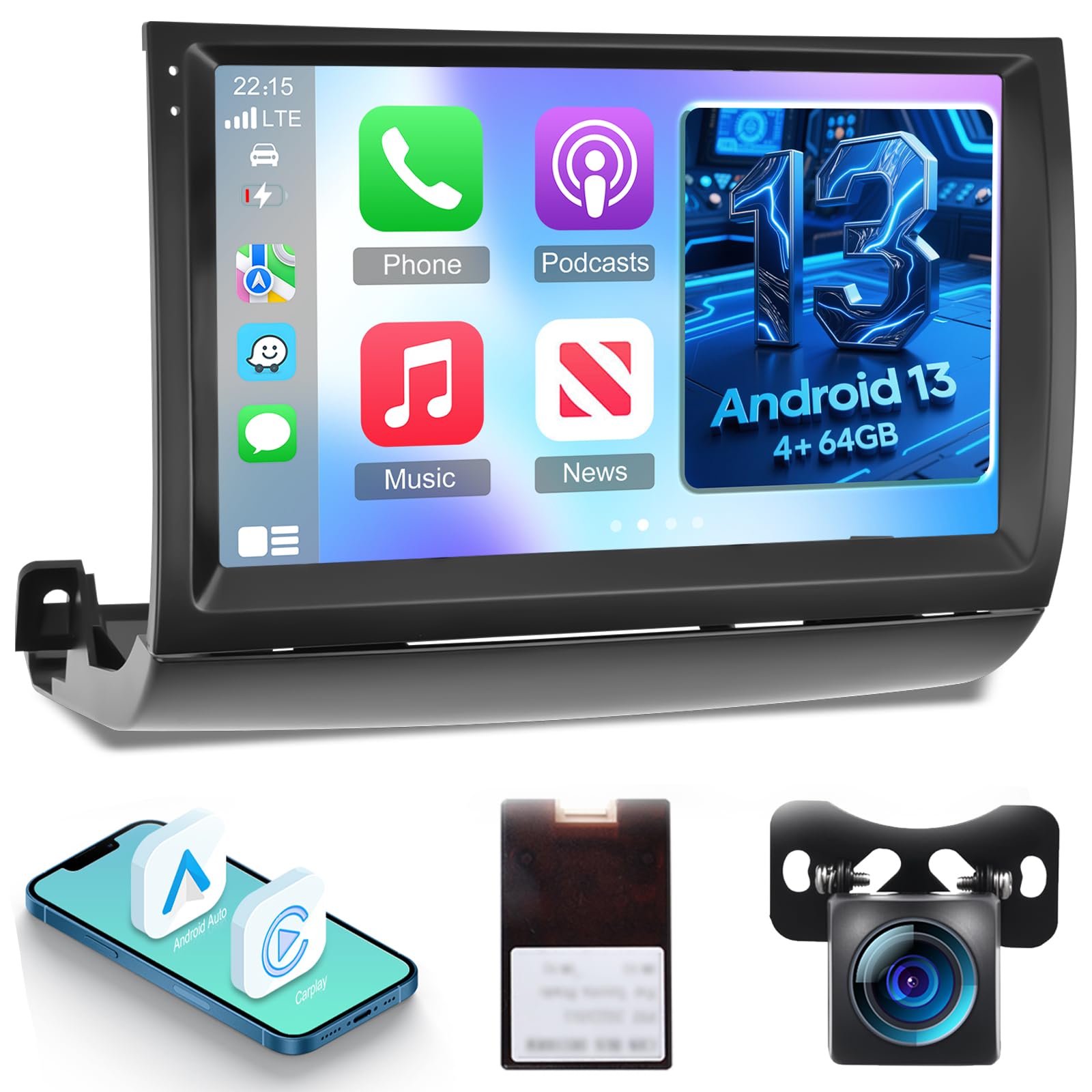 Photo 1 of 4+64G Android Car Stereo for Toyota Prius 2003 2004 2005 2006 2007 2008 2009-9 Inch IPS Touchscreen Radio with Wireless Carplay & Android Auto, 32 EQ DSP/WiFi/GPS/SWC +AHD Rear View Camera