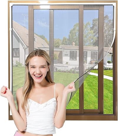 NeatiEase Adjustable Magnetic Window Screen 130x150 cm White Frame Grey Net