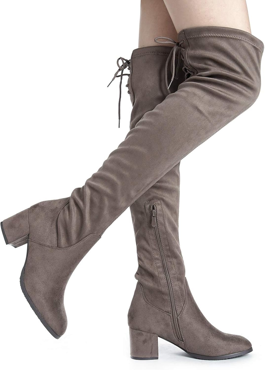 DREAM PAIRS Women's Over The Knee Thigh High Chunky Heel Boots: Shoes