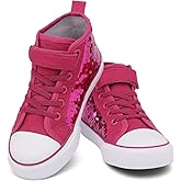 AOVOG Toddler Girls Sparkle Canvas Shoes High Top Sneakers Little Big Kids Boys Walking Cushioned Shoes Toddler 8-Big Kid 3