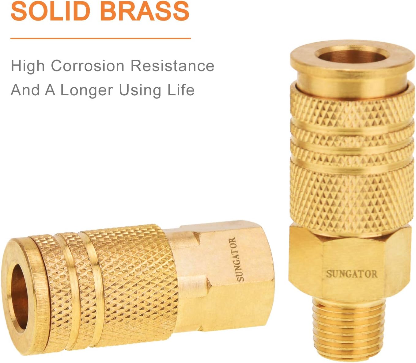 Air Fittings, Air Coupler and Plug Kit, Solid Brass Quick Connect Set, Industrial 1/4" NPT Air Tool Fittings Set with Storage Case (16-Piece) - - 