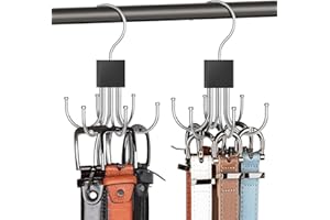 Belt Hanger, 2PCS Belt Organizer for Closet 360° Rotatable Max 48 Belt Storage Rack Space Saving Closet Organizers and Storag