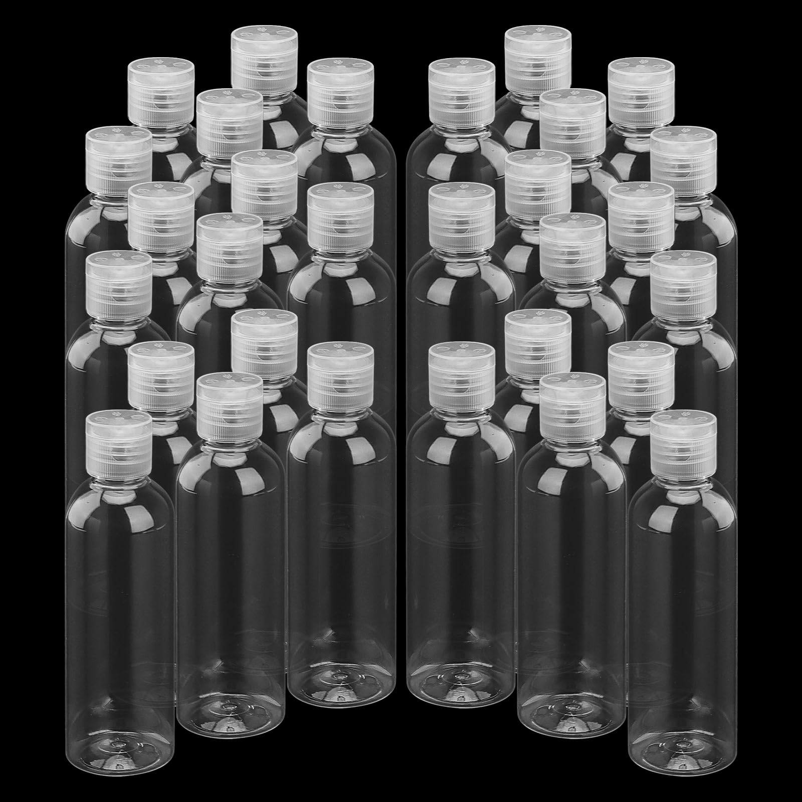 JAPCHET 30 PCS 100ml Clear Plastic Travel Bottles with Flip Cap, Plastic Empty Squeeze Bottles, Small Refillable Portable Containers for Toiletry, Lotion, Travel Bottles