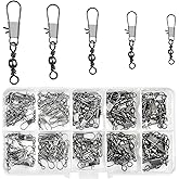 Realure 125 Pcs Barrel Snap Swivel Fishing Rolling Ball Bearing Swivels with Safety Snap 7# 8# 10# 12# 14# Quick Change Fishing Connector with Ball Bearing Swivels Snaps for Connecting Hooks & Lures