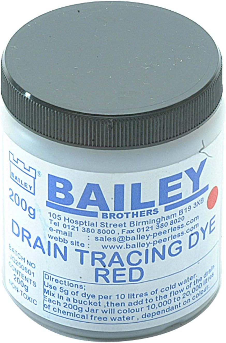 Bailey 3590 Drain Tracing Dye Red 8oz Jar Water Flow Locator Pipe Drain Test