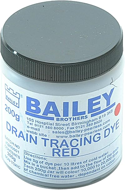Bailey 3590 Drain Tracing Dye Red 8oz Jar Water Flow Locator Pipe Drain Test