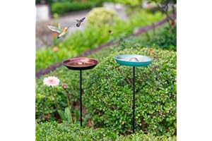 VEWOGARDEN 2 Pack Bird Bath for Outside Vintage Metal Bird Bath with Stakes Outdoor Birdbath Set for Garden, Patio, Lawn Deco
