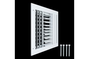 Handua 10"W x 10"H [Duct Opening] Aluminum 3-Way Adjustable Air Supply Grille | Curved Blade Register Vent Cover for Sidewall & Ceiling | White | Outer Size: 11.75"W x 11.75"H for 10x10 Duct Opening