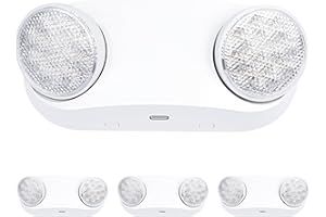 GRUENLICH LED Emergency Light with Battery Backup, 2 Adjustable Bug Eye Heads Lights, US Standard, AC 120-277V, Hardwired Commercial Emergency Exit Light for Business, 4-Pack