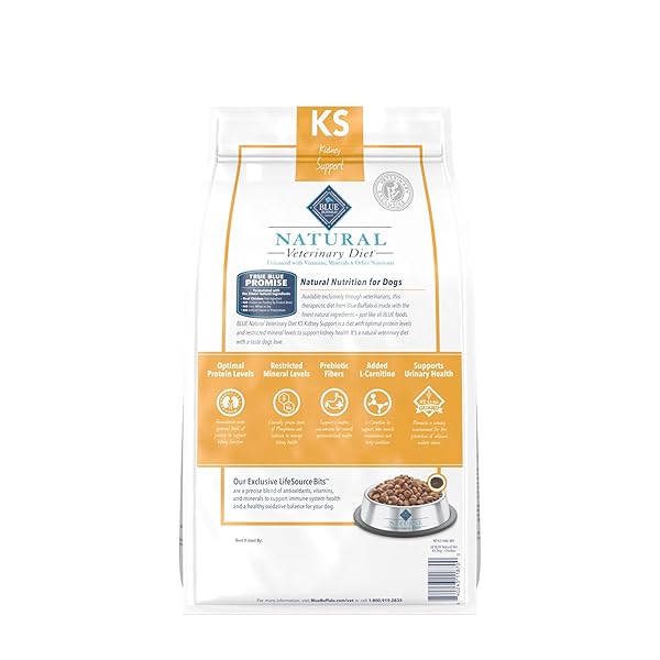 BLUE BUFFALO NATURAL VETERINARY DIET KS KIDNEY SUPPORT DRY DOG FOOD, CHICKEN 6-LB BAG