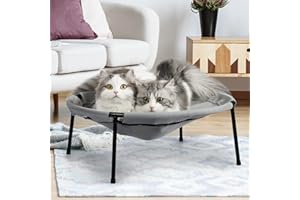 POMESEA Cat Hammock Bed, Glow in The Dark Pet Elevated Bed for Indoor Cats and Small Dogs, Easy to Assemble Cat Sleeping Bed, Free-Standing Washable Pet Beds Supplies (Black)