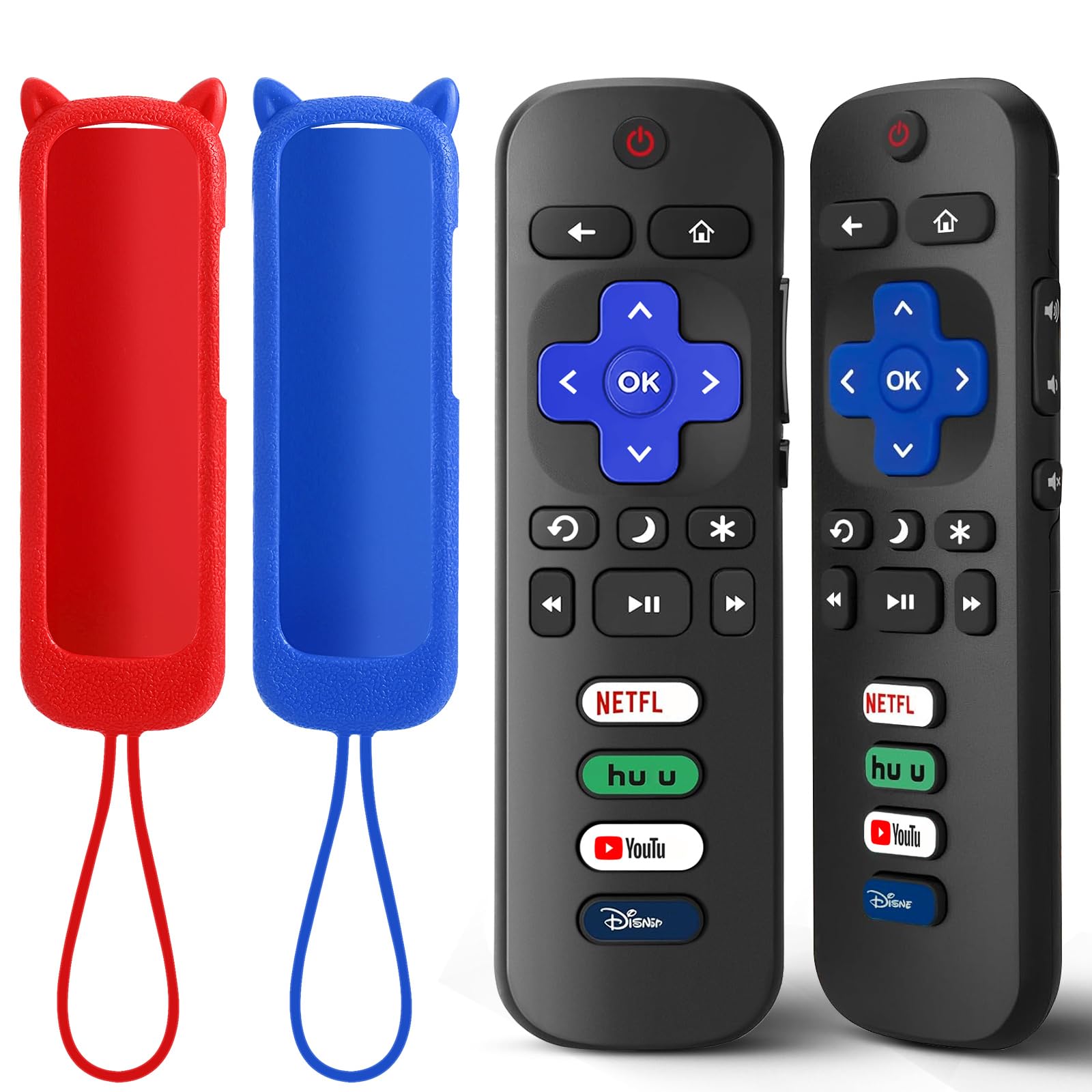 Photo 1 of (2+2 Packs) Replacement for Roku TV Remote with Silicone Cover, Universal Remote for TCL/Hisense/Onn/Westinghouse/Philips Roku Smart TVs (Not for Roku Stick/Box)