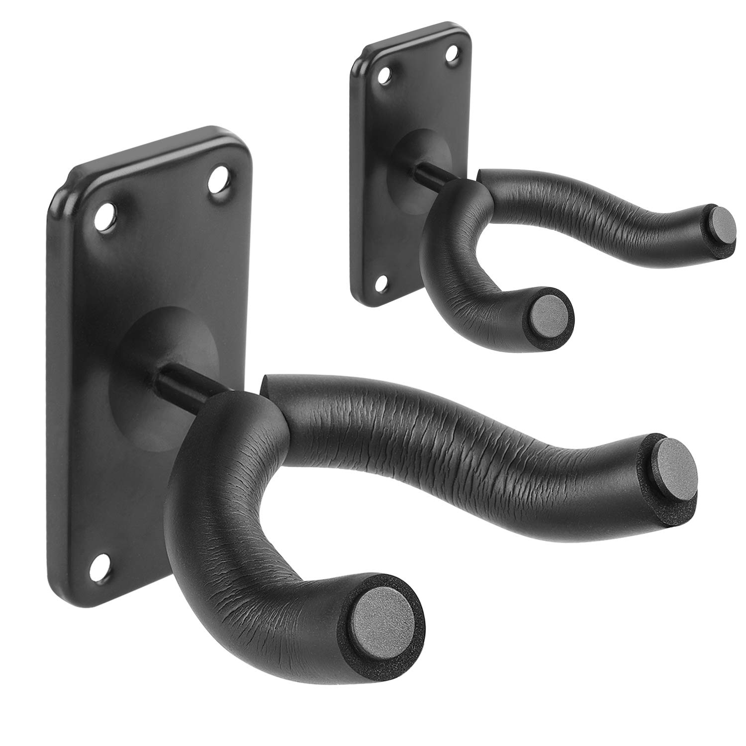 Flexzion Guitar Hanger, Wall Mount Bracket Hook Holder Display Rack Hook w/Foam Covered Yoke Fork for Electric Acoustic Guitar Mandolin Banjo Bass Musical Instrument Home Studio (2 Pack)
