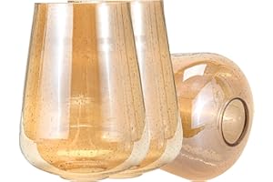 Rivqahra 3 Pack Wine Glass Lamp Shade for Lighting Fixture, 6.3" Tall, Amber Seeded Bubble Wine Cup Glass Shade Replacement Globe for Chandelier Pendant Light Wall Sconce 1-5/8 Inch Fitter