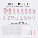 BTArtbox Press On Nails Short Almond Chrome Silver 16 Sizes Dazzling Pink view 5