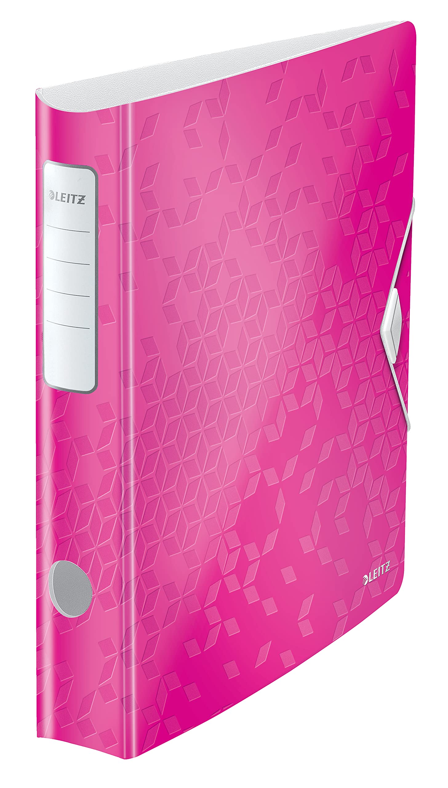 Leitz Lever Arch File, Metallic pink, A4, Curved spine 50mm width, Elastic fastening, Light polyfoam, WOW Range, 11070023