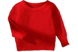 PATPAT Baby Girls Boys Newborn Sweater Crewneck Pull Over Knit Solid Long Sleeve Fall Winter Clothes