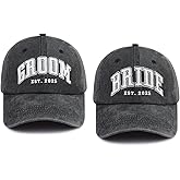 Tdopsxyxw 2PCS Bride and Groom Est 2025 2026 Hats for Men Women, Funny Adjustable Embroidered Newlyweds Couples Baseball Cap