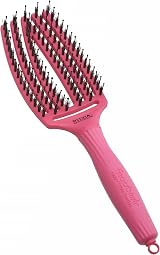 Olivia Garden Fingerbrush Care Iconic Medium Hot Pink Detangling Boar Nylon
