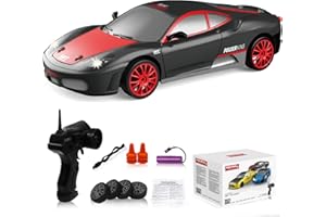 DESDONI Remote Control Car RC Drift Car 2.4GHz 1:24 Scale 4WD High Speed RC Cars Vehicle with LED Lights Batteries and Drifting Tires Racing Sport Toy Cars for Adults Boys Girls Kids Gift