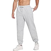 PINSPARK Men's Fleece Lined Joggers with Zipper Pockets Cotton Athletic Sweat Pants for Mens Casual Heavyweight Lounge Pants